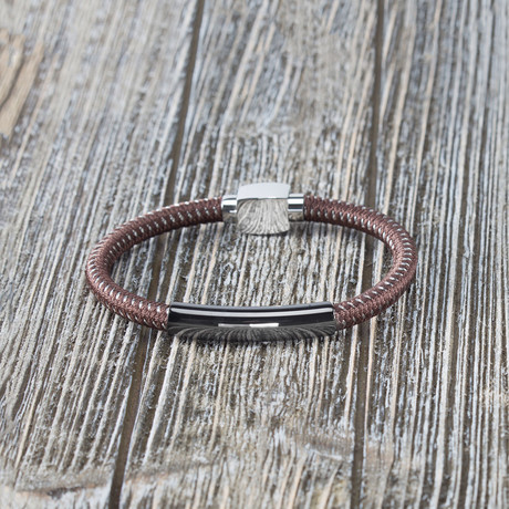 Two-Tone Wire + Leather Braided Bracelet