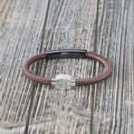 Two-Tone Wire + Leather Braided Bracelet