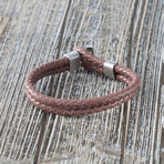 Double Strand Leather Braided Hook Bracelet