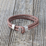 Double Strand Leather Braided Hook Bracelet