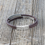 Double Curved Bar Leather Bracelet