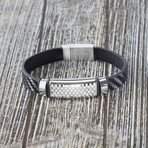 ID Plate Leather Bracelet
