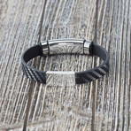 ID Plate Leather Bracelet