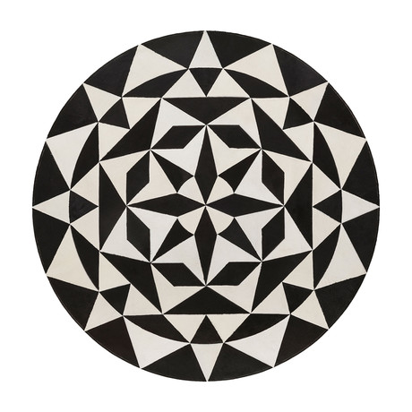Motley Hide Rug // Black + White Hide (6' Diameter)