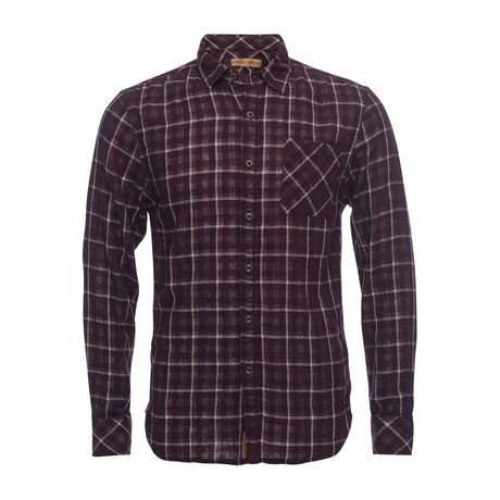 Truman Square Pocket Shirt // Burgundy Grid (XS)