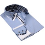 Reversible Cuff Button-Up Shirt // Light Blue Plaid (S)