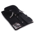 Amedeo Exclusive // Reversible Cuff French Cuff Shirt // Black + Gray Plaid (2XL)