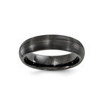 Black Titanium Domed Textured Ring + Ridges (Size 7)