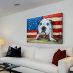 Bull Dog Flag Painting Print // Wrapped Canvas (18"W x 12"H x 1.5"D)