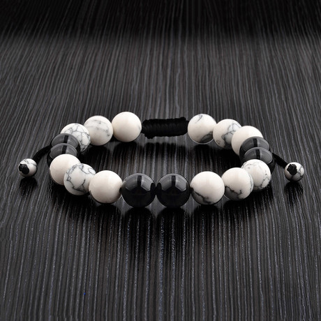 Polished Onyx + White Turquoise Bead Bracelet
