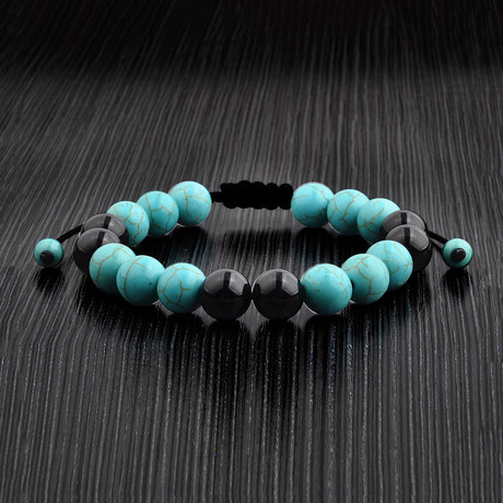 Polished Onyx Turquoise Bead Bracelet