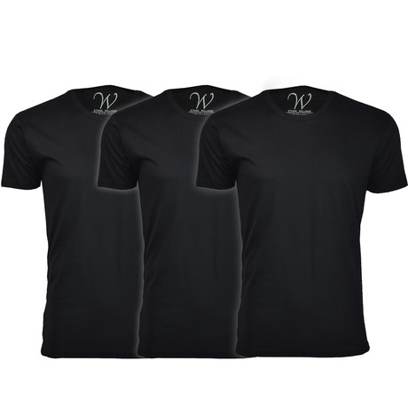Ultra Soft Suede Crew-Neck // Black // Pack of 3 (S)