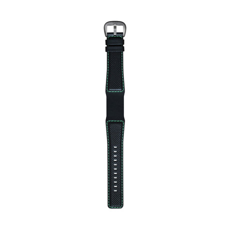 Perforated Leather Strap // Green + Black