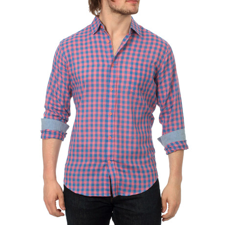 Grayson Check Button-Up // Pink + Blue (S)