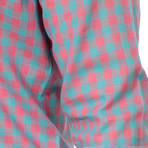Grayson Check Button-Up // Pink + Teal (XL)