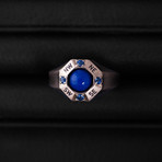 Sapphire + Lapis Lazuli Traveller Ring // Sterling Silver + 14K Gold (Size 54)