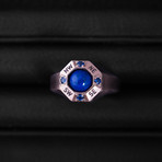 Sapphire + Lapis Lazuli Traveller Ring // Sterling Silver + 14K Rose Gold (Size 54)