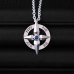 .10CT Sapphire Compass Necklace // Sterling Silver