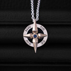 .10CT Sapphire Compass Necklace // Sterling Silver + 14K Gold