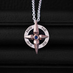 .10CT Sapphire Compass Necklace // Sterling Silver + 14K Rose Gold