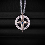 .18CT Sapphire Compass Necklace // Sterling Silver + 14K Gold