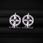 Sapphire Compass Cufflinks // Sterling Silver
