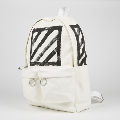 Brushed Diagonals Backpack // White + Black