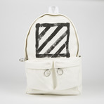 Brushed Diagonals Backpack // White + Black
