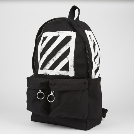 Brushed Diagonals Backpack // Black + White
