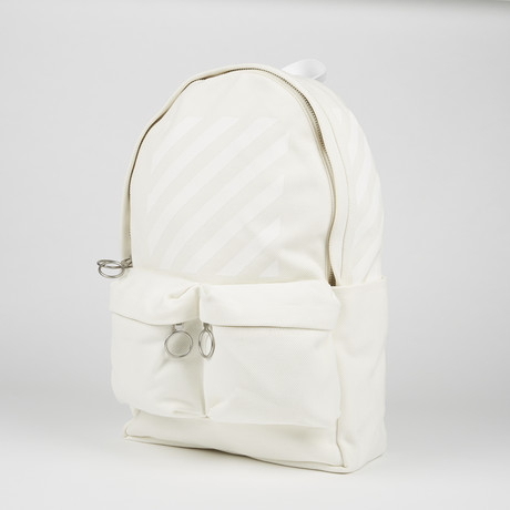 Diagonals Backpack // Off White + White