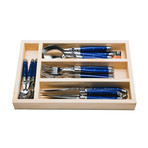 Stainless Steel Flatware Set in Box // Blue // 24-Piece Set