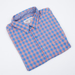 Howard Gingham Button-Up // Blue + Coral (2XL)