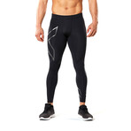 Heat Compression Tights // Black + Silver Reflective (XL)