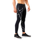 Heat Compression Tights // Black + Silver Reflective (XL)