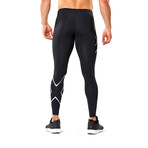 Heat Compression Tights // Black + Silver Reflective (XL)