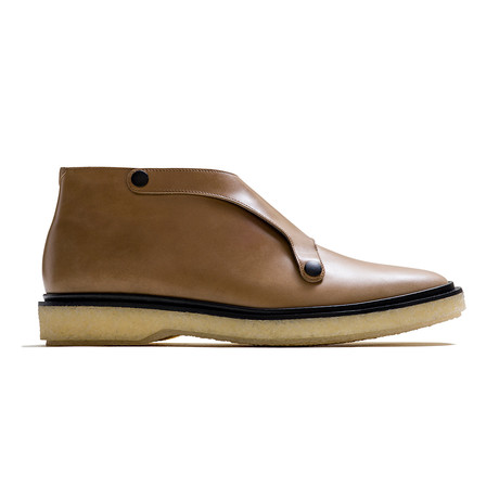 Button Leather Low Boots // Brown (Euro: 39)