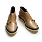 Button Leather Low Boots // Brown (Euro: 41)