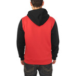 Relaxed 3-Tone Zip Hoody // Red + Black + White (XL)