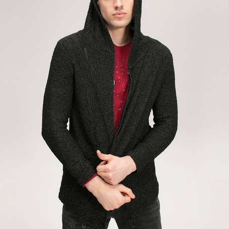 Knitted Zip Sweatshirt // Black (S)