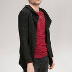 Knitted Zip Sweatshirt // Black (XL)