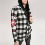 Checkered Cardigan  // Black + White (XL)