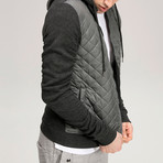 Quilted Hood  Jacket // Grey (XL)