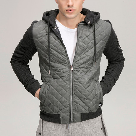 Quilted Hood  Jacket // Grey (S)