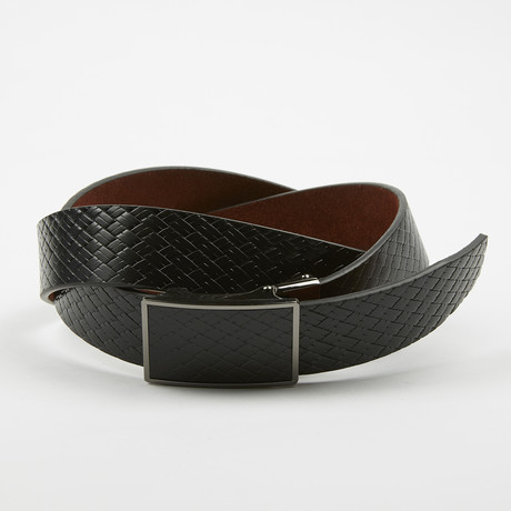 Lotte Adjustable Belt // Weave Embossed Black