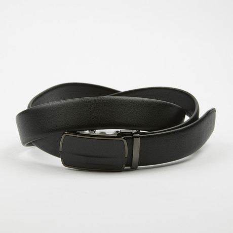 Lotte Adjustable Deco Buckle Belt // Pebbled Black