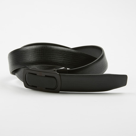 Lotte Adjustable Cut-Out Buckle Belt // Textured Black (Size 34)