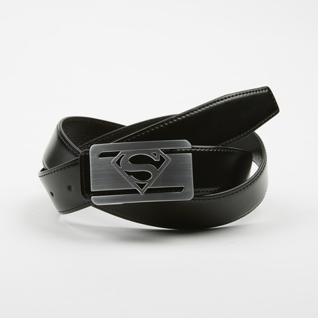 Eryk Adjustable Super Buckle Belt // Black + Silver
