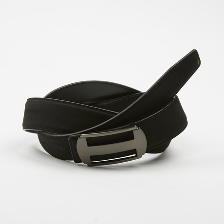 Cyrilo Adjustable Cut-Out Buckle Belt // Black + Gunmetal