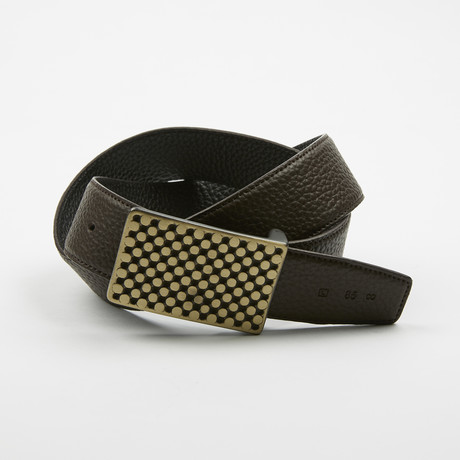 Marcello Adjustable Dotted Buckle Belt // Brown + Gold