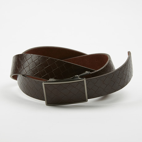 Pietro Adjustable Belt // Weave Embossed Brown